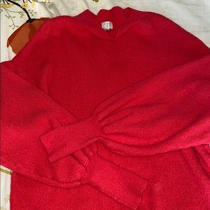 Red cowl neck sweater